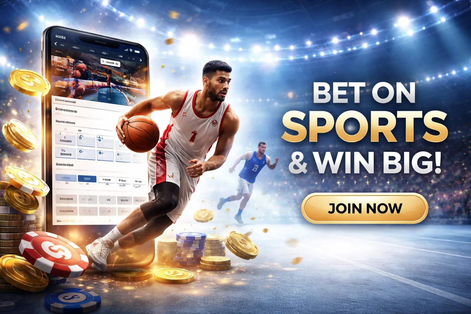 Sân vận động với ánh đèn rực rỡ và logo Betway Sportsbook Ohio